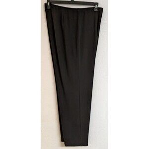 Women's EILEEN FISHER Full Leg Elastic Waist Classic Black Pants w/Side Zip XL